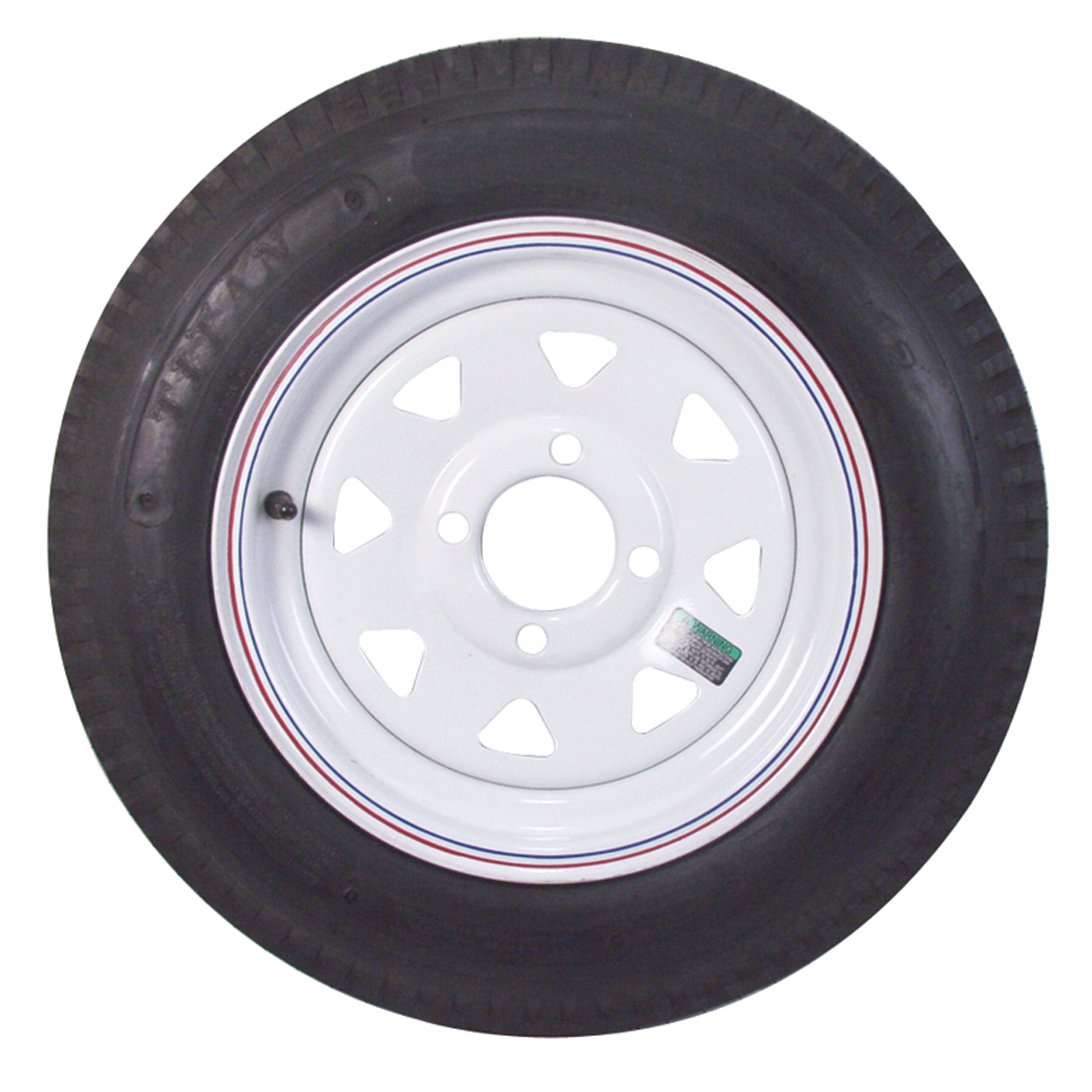 Americana Tire and Wheel 30580 Economy Bias Tire and Wheel 4.80 x 12 B/5-Hole - White Pinstripe Spoke Rim