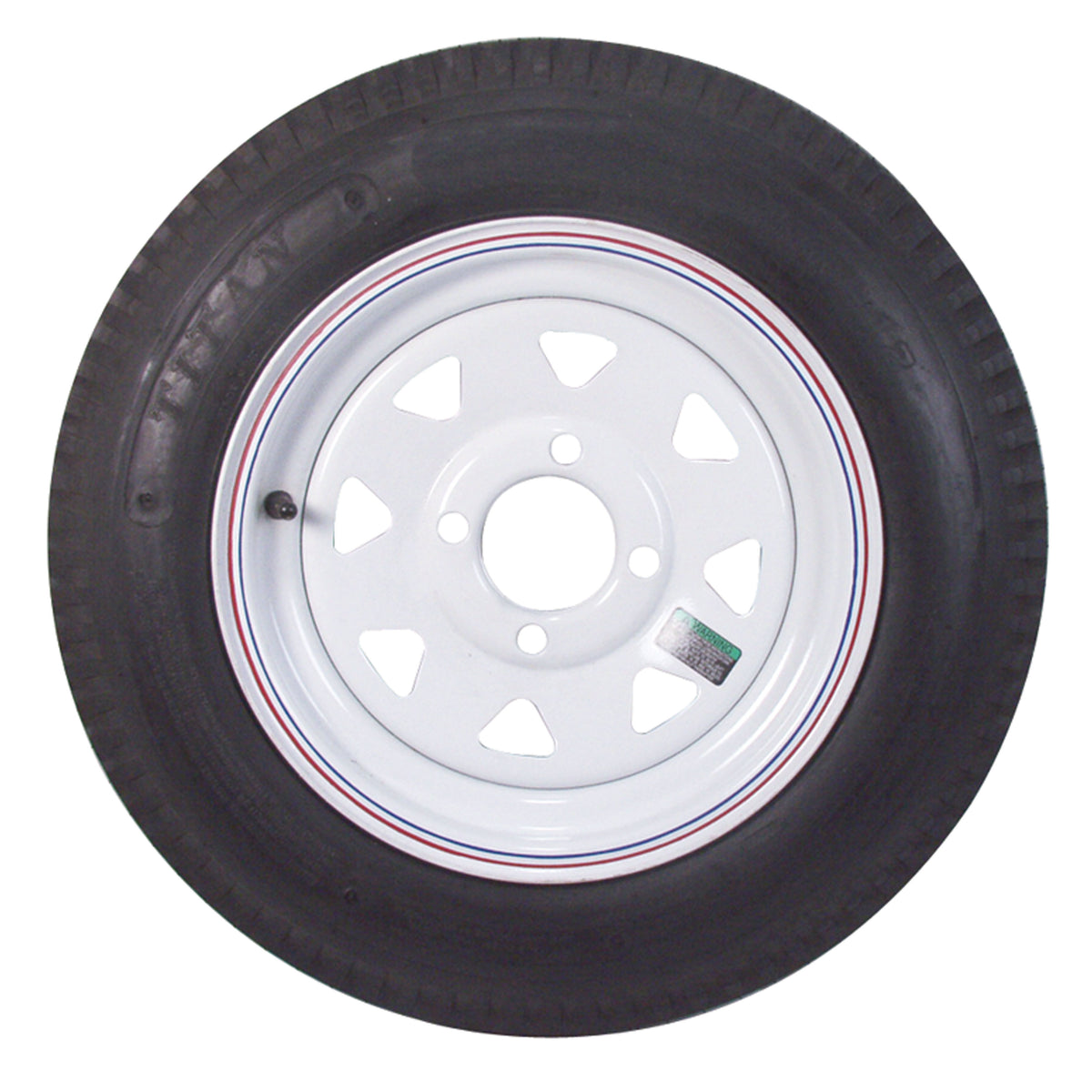 Americana Tire and Wheel 30580 Economy Bias Tire and Wheel 4.80 x 12 B/5-Hole - White Pinstripe Spoke Rim