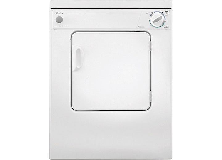 WHIRLPOOL LDR3822PQ 22IN COMPACT DRYER 3.4 CU FT SIDE SWING DOOR 3 CYCLES 2 TEMPS ACCUDRY 120