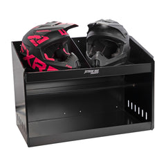 Extreme Max 5001.6331 Deluxe Dual Aluminum Helmet Bay Shelf Holder Storage Cabinet Organizer for Enclosed Race Trailer, Shop, Garage, Storage - Black