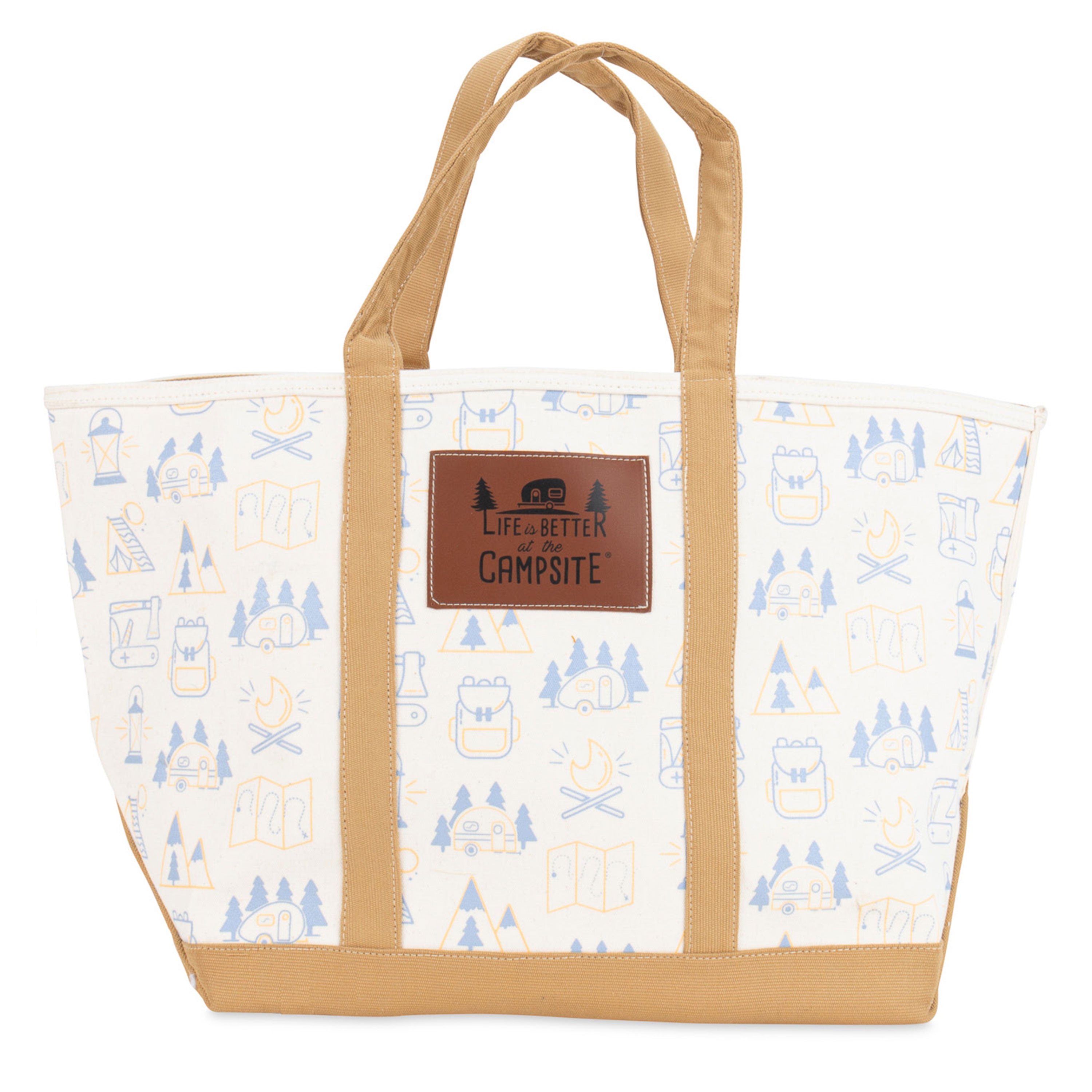 Camco 53127 Life is Better at the Campsite Carryall Canvas Tote Bag - Large, Adventure Print