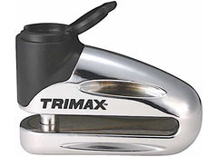 TRIMAX T665LC HARDENED METAL DISC LOCK CHROME10MM PIN (LONG THROAT) W/ POUCH &REMINDER CABLE