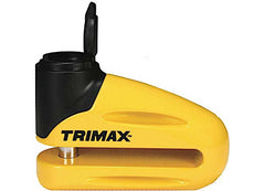 TRIMAX T665LY HARDENED METAL DISC LOCK YELLOW 10MM PIN (LONG THROAT) W/ POUCH & REMINDER CABL