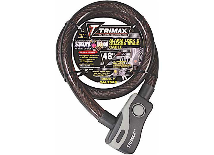 TRIMAX TAL2548 TRIMAXALARM LOCK & QUADRABRAID CABLE 25MM CABLE X 48IN LENGTH