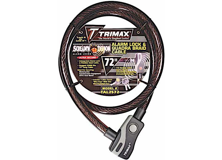 TRIMAX TAL2572 TRIMAXALARM LOCK & QUADRABRAID CABLE 25MM CABLE X 72IN LENGTH