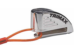 TRIMAX TAL88 TRIMAXALARMED DISC LOCK WITH 8MM PIN W/ POUCH & REMINDER CABLE CHROME