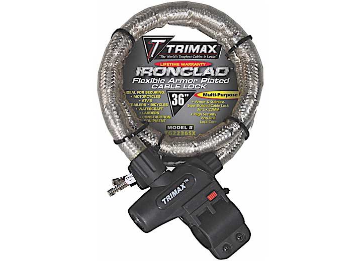 TRIMAX TG2236SX HIGH SECURITY ARMOR PLATED STAINLESS STEEL LOCKING CABLE 36IN (L) X 22MM