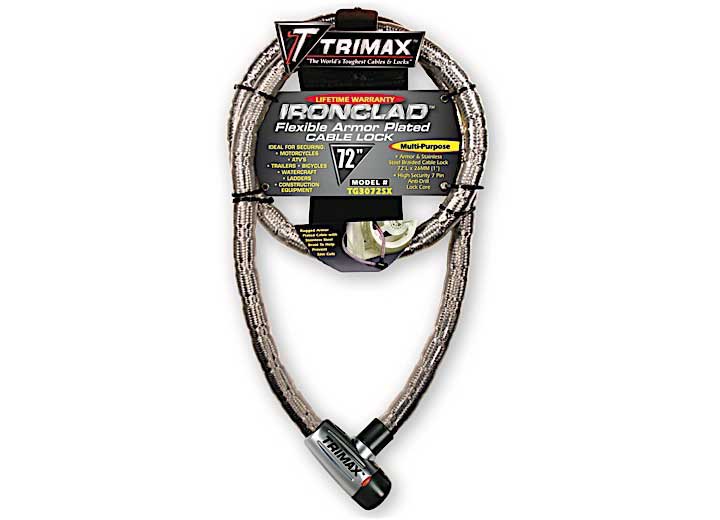 TRIMAX TG3072SX SUPERMAX SECURITY ARMOR PLATED STAINLESS STEEL LOCKING CABLE 72IN (L) X26MM