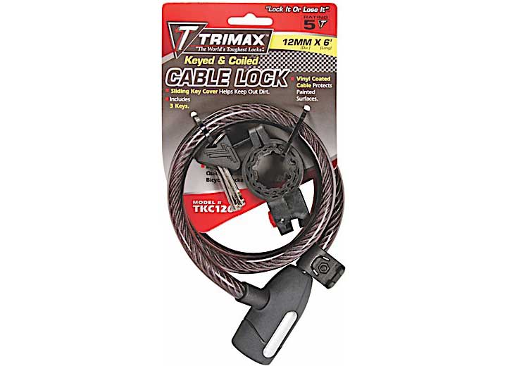 TRIMAX TKC126 HIGH SECURITY CABLE LOCK W/ QUICK RELEASE BRACKET 6