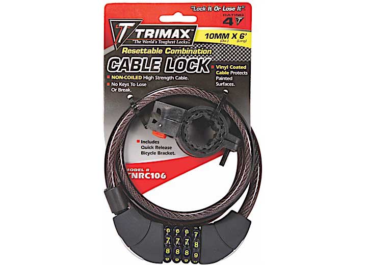 TRIMAX TNRC106 MEDIUM SECURITY COMBINATION LOCK W/BRACKETCOILED 72IN L X 10MM NON COILED