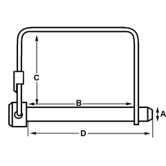 JR Products 01224 Safety Lock Pin - 1/4" x 1-3/4" Usable Length