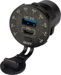 Sea-Dog 426519-1 Round Rainbow Voltmeter with Dual USB Charging Ports