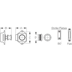 Sea-Dog 224300-1 Push Button Rim Latch - #6 RH