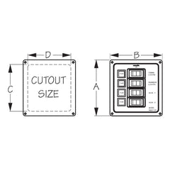 Sea-Dog 422010-1 Aluminum Vertical 4-Switch Panel