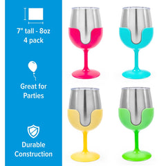 Camco 53068 "Life is Better at the Campsite" Wine Tumblers - Assorted, Pack of 4