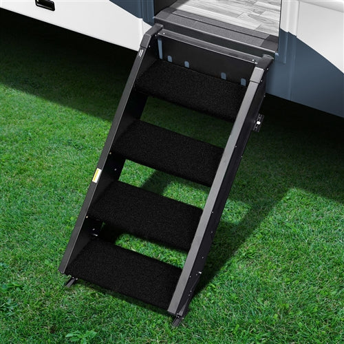 Prest-O-Fit 2-0530 Trailhead RV Step Rug for MORryde StepAbove - 4-Step, 19.5" W x 8" or 10.5" D, Obsidian Black
