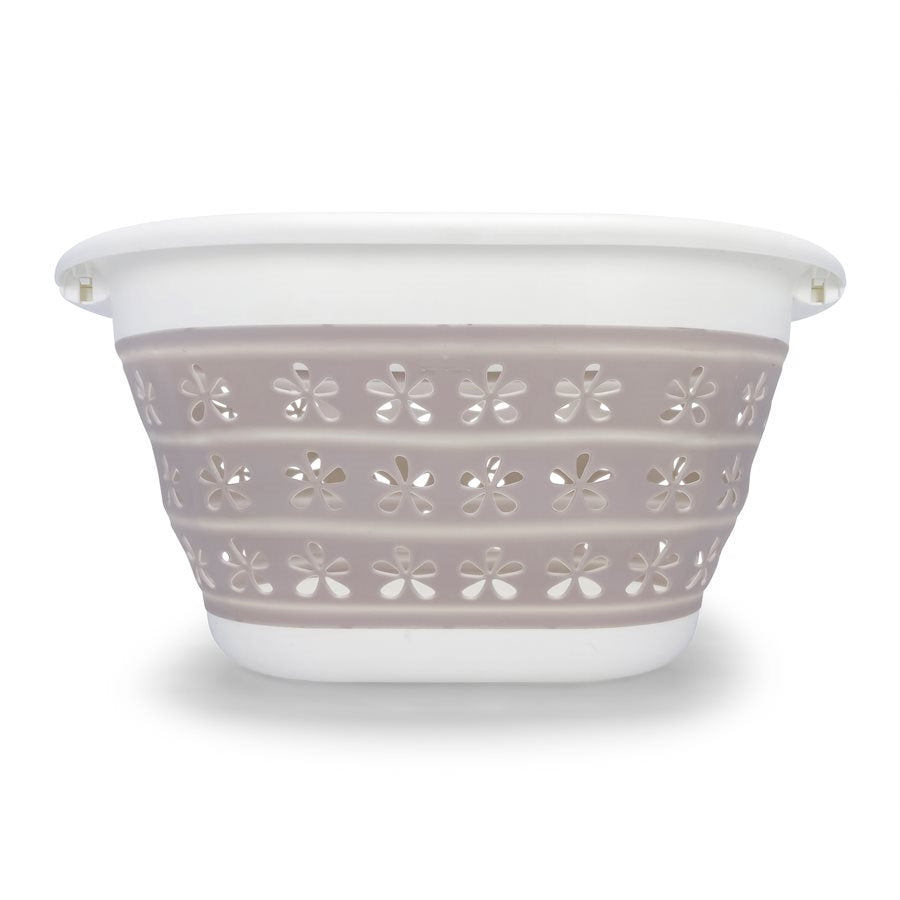 Camco 51951 Collapsible Utility Basket - Small, White/Taupe