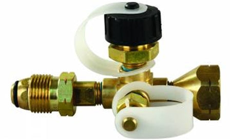 JR Products 07-30135 Propane Branch Tee Male 1"-20 Cylinder Thread x Female POL x 1/4" Female
