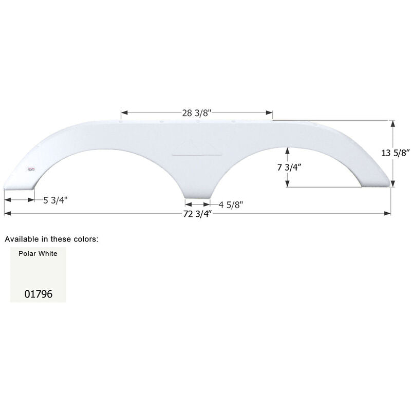 Icon 01796 Tandem Axle Fender Skirt FS1796 for Keystone - Polar White