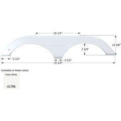 Icon 01796 Tandem Axle Fender Skirt FS1796 for Keystone - Polar White