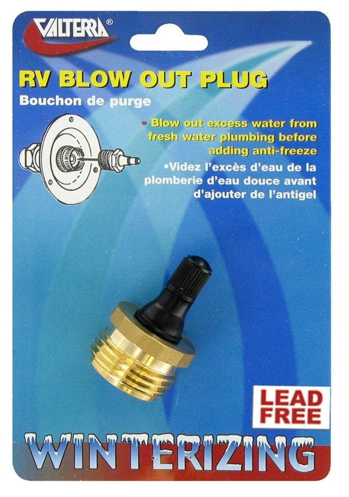 Valterra P23518LFVP Brass RV Blow Out Plug with Valve