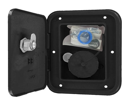 Valterra A01-2002BKVP Universal Gravity Inlet Hatch - Black (Carded)