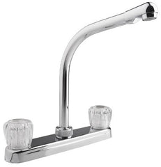 Dura Faucet Hi-Rise RV Kitchen Faucet with Clear Knobs - Polished Chrome