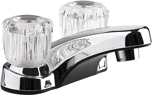 Dura Faucet Non-Metallic Two-Handle RV Lavatory Faucet with Crystal Acrylic Knobs - Polished Chrome