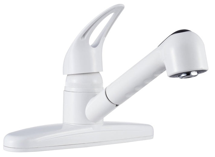Dura Faucet Non-Metallic Pull-Out RV Kitchen Faucet - White