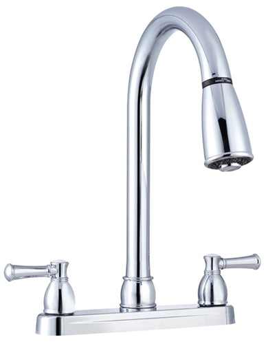 Dura Faucet Non-Metallic Dual Lever Pull-Down RV Kitchen Faucet - Chrome