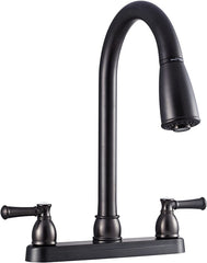 Dura Faucet Non-Metallic Dual Lever Pull-Down RV Kitchen Faucet - Venetian Bronze