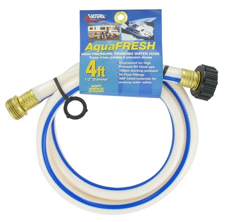 Valterra W01-5048 AquaFresh High Pressure Drinking Water Hose - 1/2" x 4', White