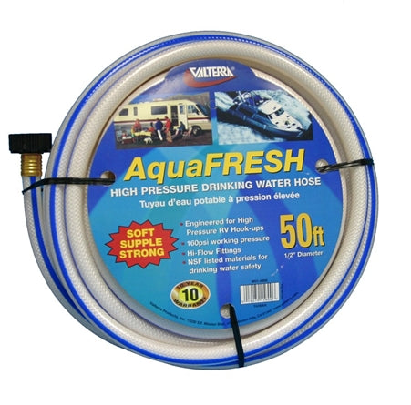 Valterra W01-5600 AquaFresh High Pressure Drinking Water Hose - 1/2" x 50', White