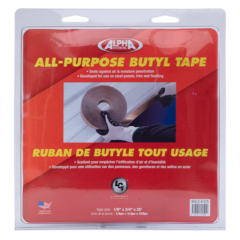 Alpha Systems 862405 All-Purpose Butyl Tape Q130 1/8" x 3/4" x 35'