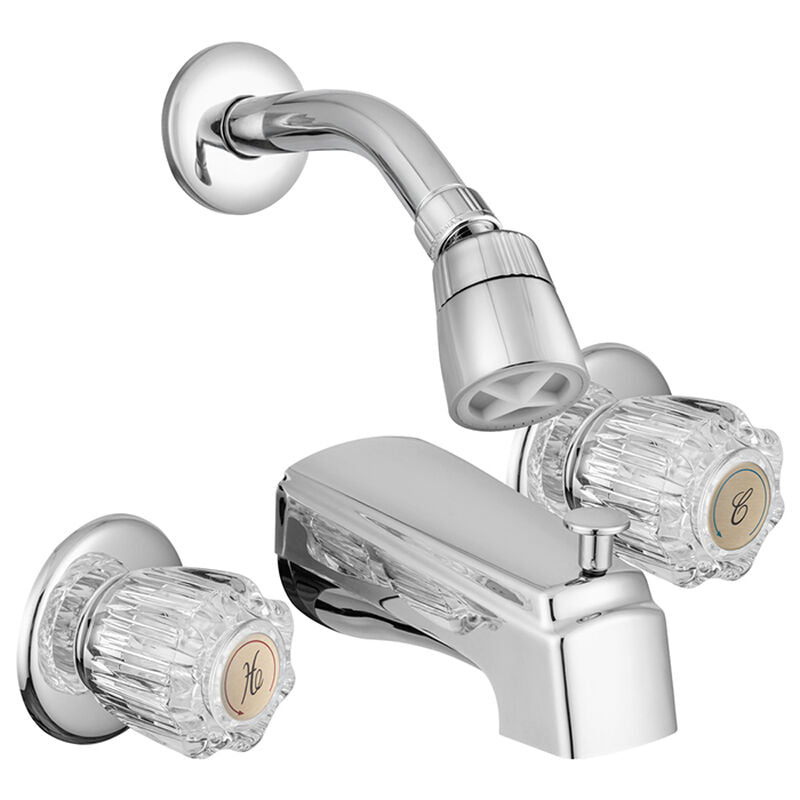 Dura Faucet DF-SA641A-CP RV Adjustable Tub/Shower Diverter Faucet and Shower Head Kit - Chrome Polished