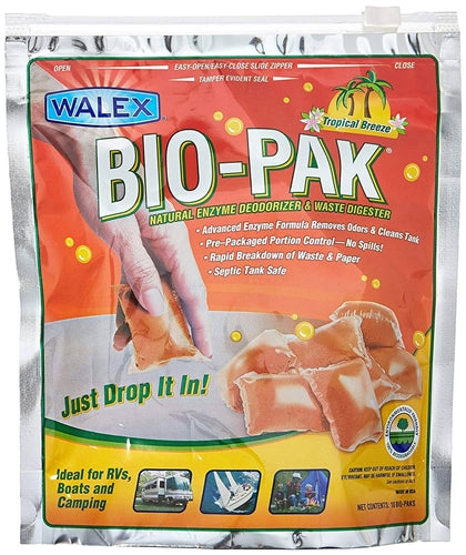 Walex BIOTROPBG Bio-Pak Holding Tank Deodorizer - Tropical Breeze, 10 Pack