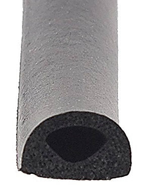 AP Products 018-224 Non-Ribbed D-Seal with PSA (White Tape) - Black, 1/2" x 3/8" x 50'