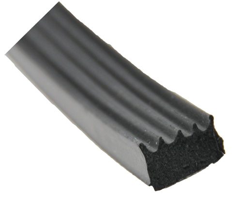 AP Products 018-523 Black Ribbed Foam Seal with PSA (White Tape) - 5/8" x 3/8" x 50'