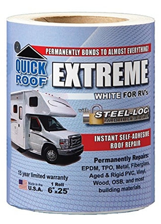 Cofair Products UBE625 Quick Roof Extreme With Steel-Loc Adhesive - 6" x 25', White