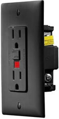 RV Designer S807 Dual AC GFCI Outlet with Cover-Plate - Black