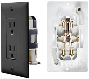 RV Designer S817 Dual AC Self-Contained Outlet With Cover-Plate - Black