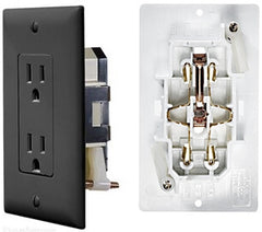 RV Designer S817 Dual AC Self-Contained Outlet With Cover-Plate - Black