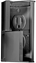 RV Designer S907 AC Weatherproof Dual Outlet With Snap Cover-Plate - Black