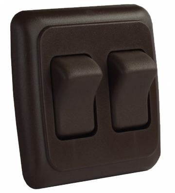 JR Products 12145 On/Off Switch with Bezel - Double Switch, Brown