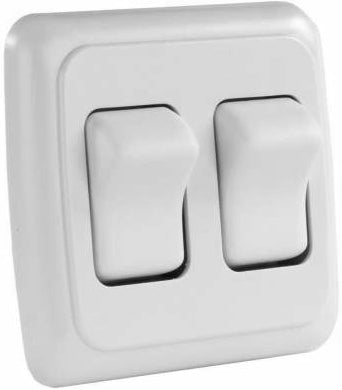 JR Products 12015 On/Off Switch with Bezel - Double Switch, White