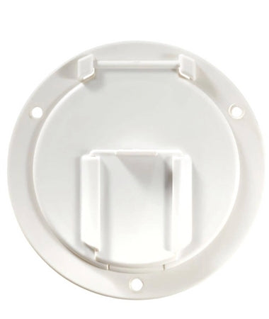 RV Designer B130 Round Low Profile Cable Hatch - 4.6" x 2.6", Polar White