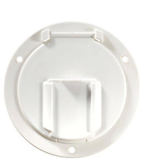 RV Designer B130 Round Low Profile Cable Hatch - 4.6" x 2.6", Polar White