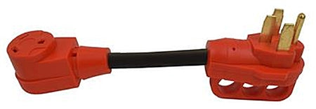 Valterra A10-5030F Mighty Cord 12" Adapter Cord w/Handle - 50AM to 30AF, Red