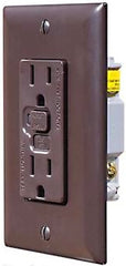 RV Designer S805 Dual AC GFCI Outlet With Cover-Plate - Brown