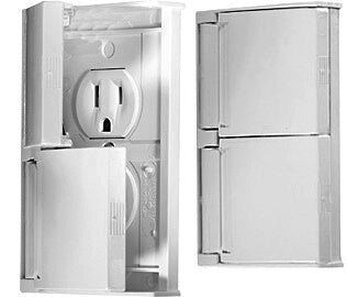 RV Designer S901 AC Weatherproof Dual Outlet With Snap Cover-Plate - Gray